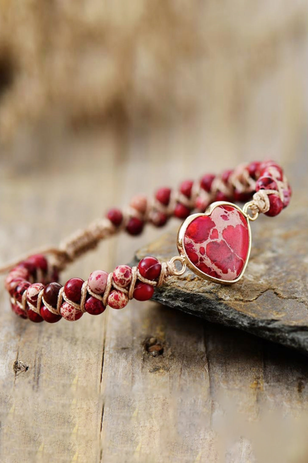 Handmade Heart Shaped Natural Stone Bracelet