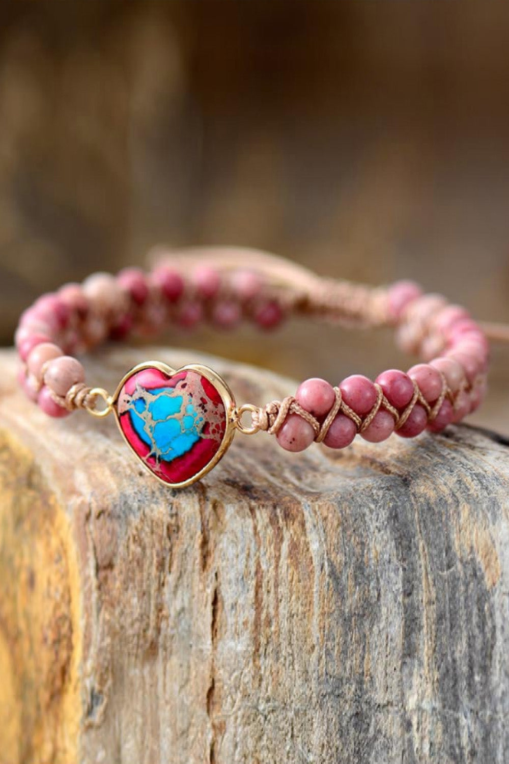 Handmade Heart Shaped Natural Stone Bracelet