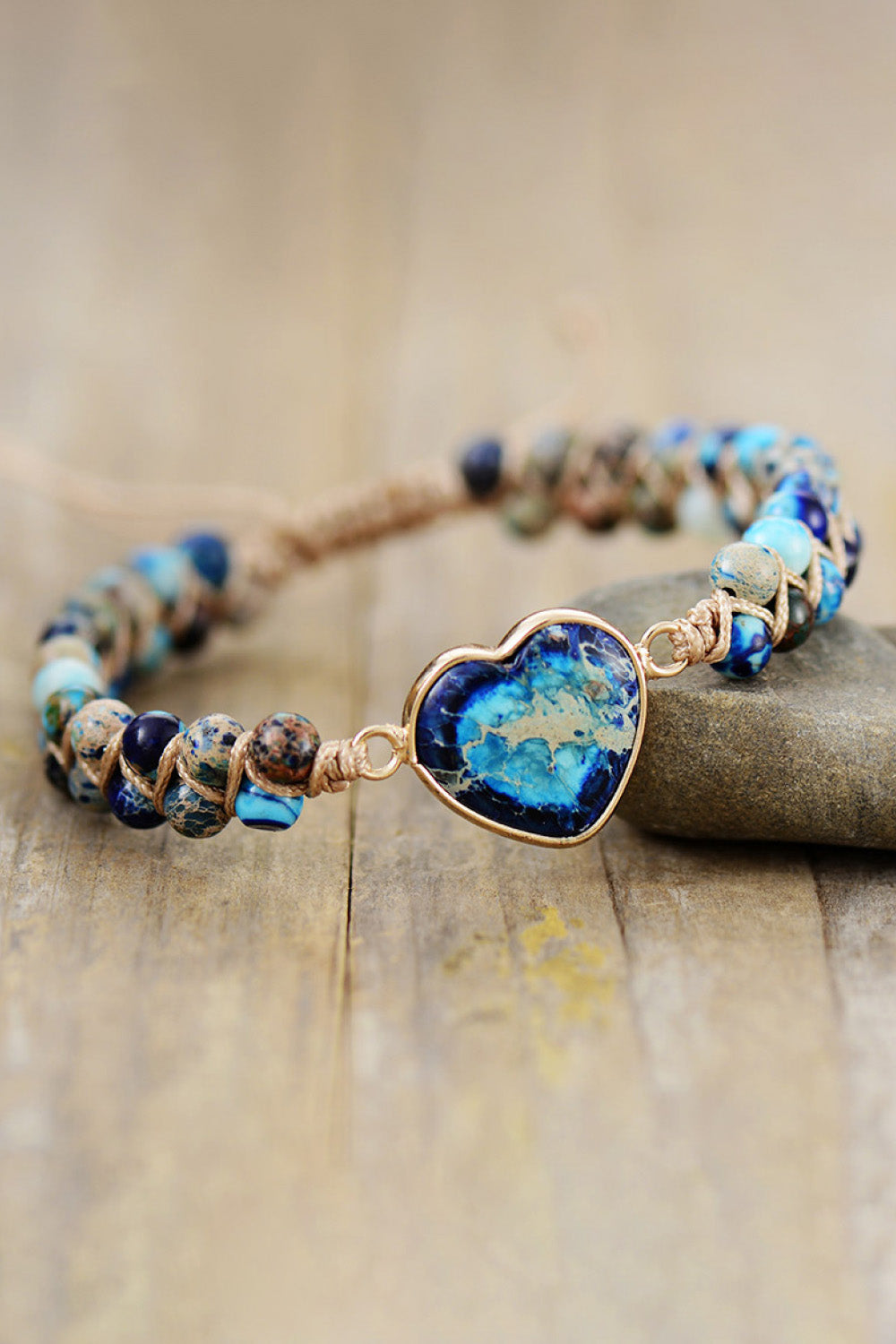 Handmade Heart Shaped Natural Stone Bracelet