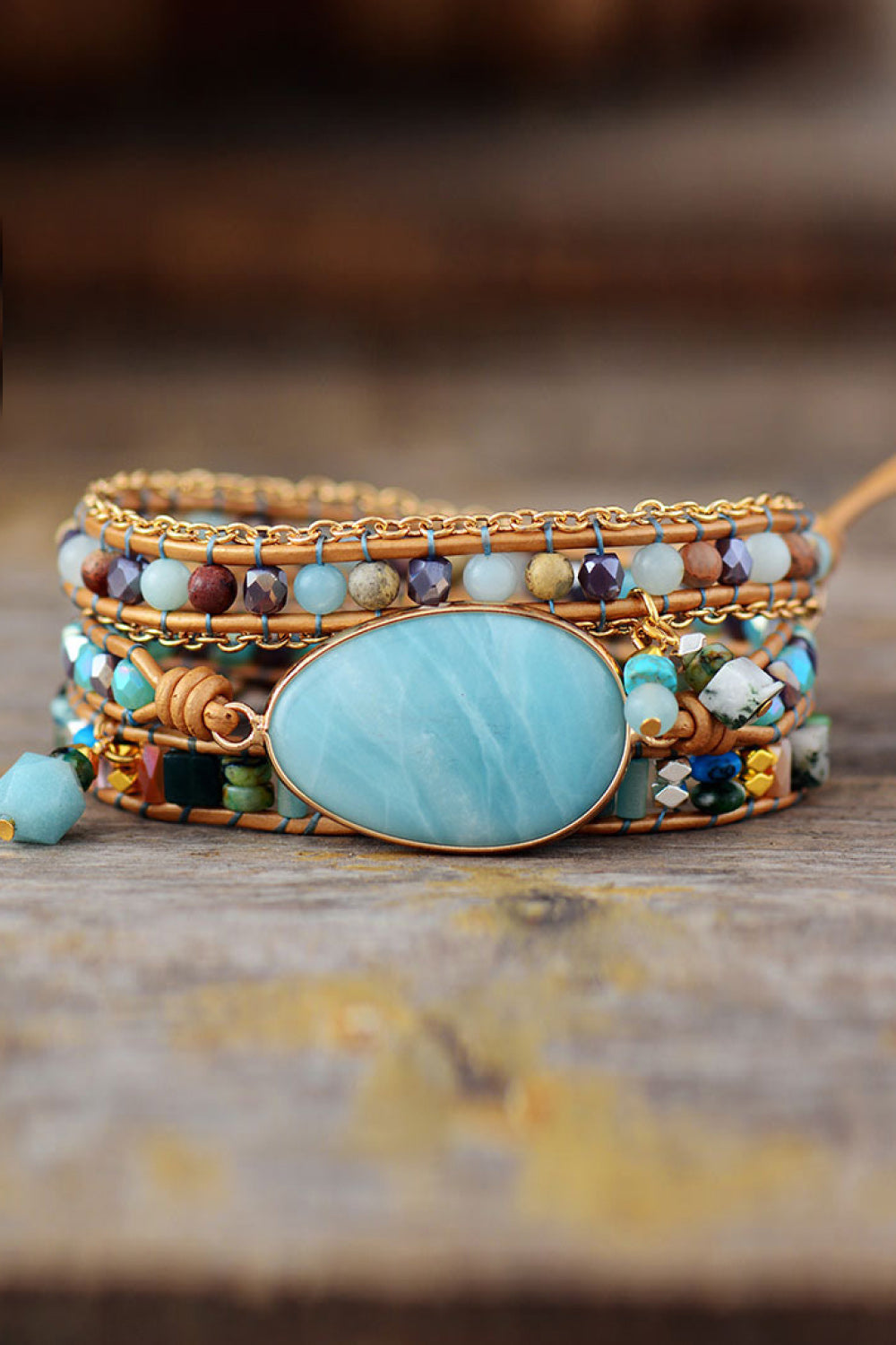 Handmade Coastal Charm Triple Beaded Bracelet