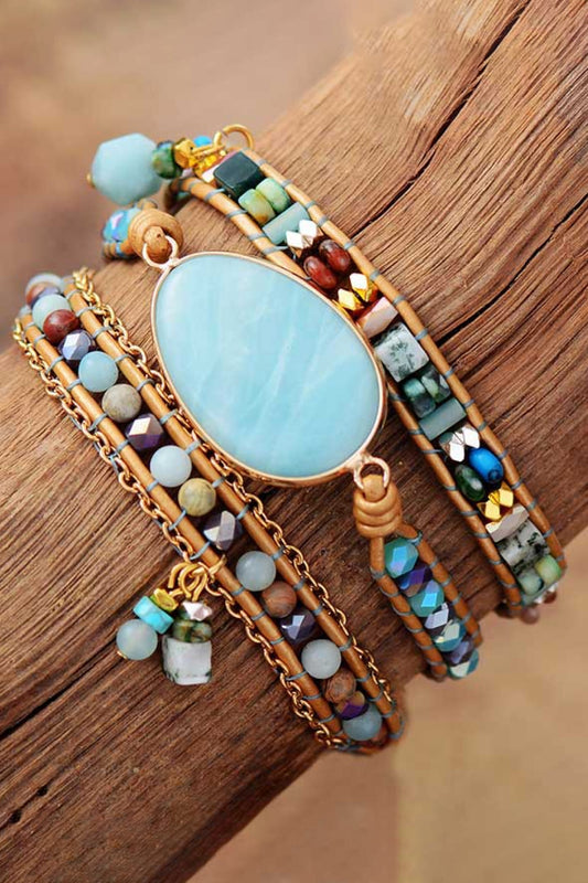 Handmade Coastal Charm Triple Beaded Bracelet