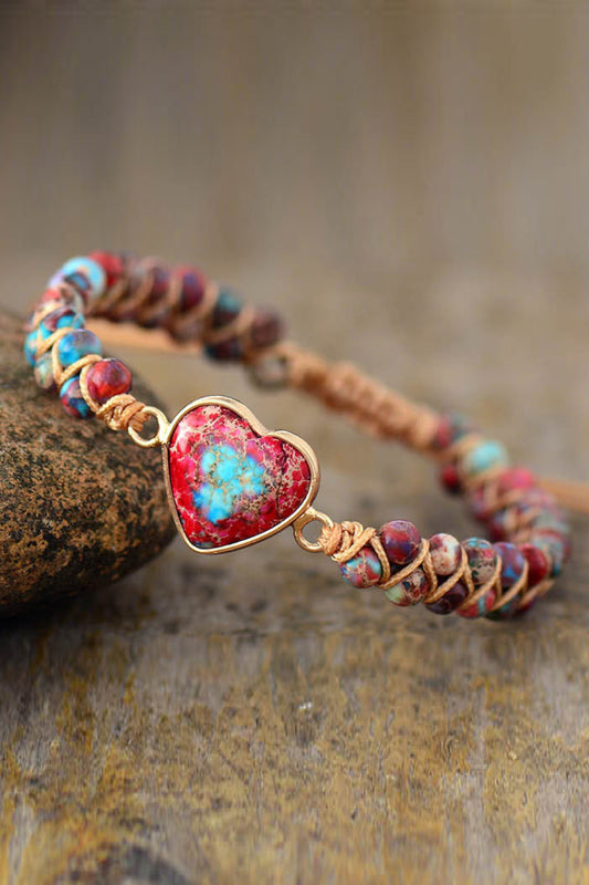 Handmade Heart Shaped Natural Stone Bracelet