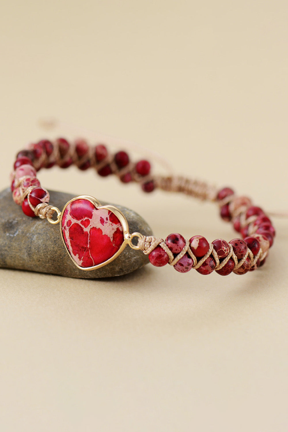 Handmade Heart Shaped Natural Stone Bracelet